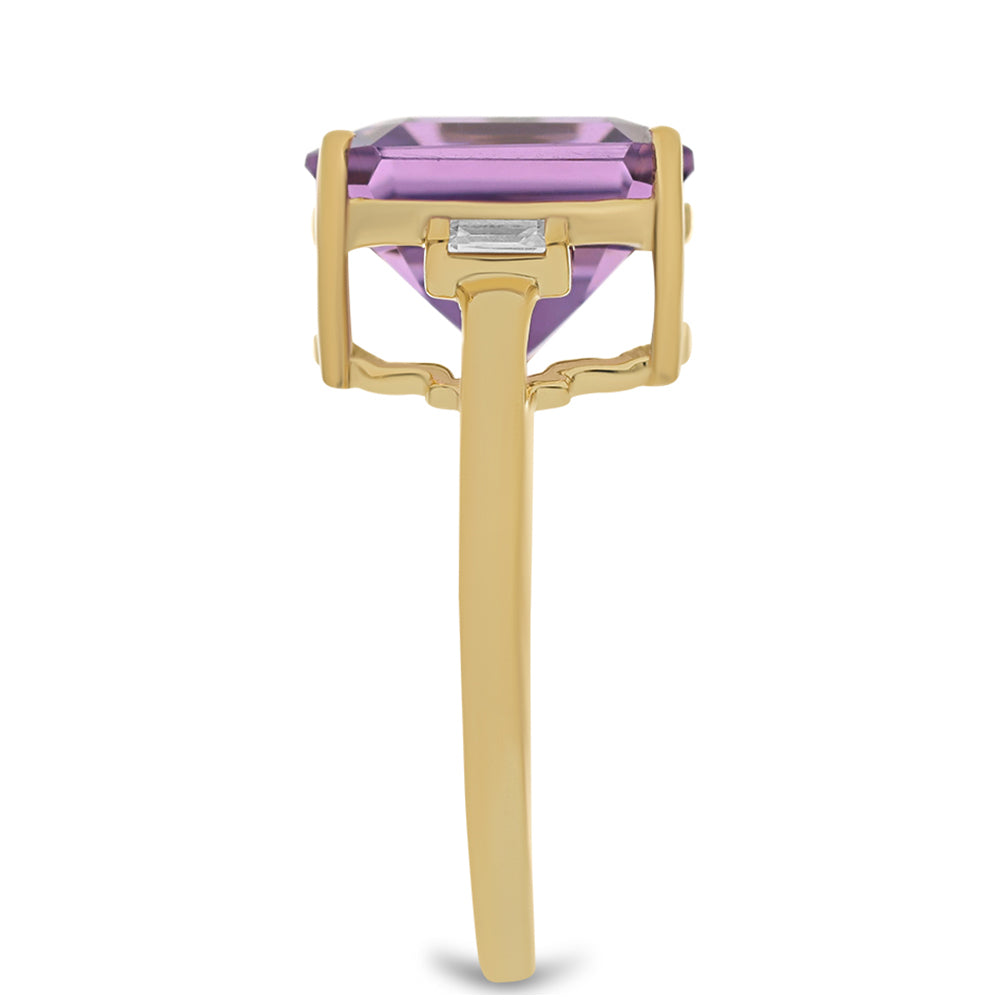9 Karátos Arany Gyűrű Marokkói Ametiszttel és Fehér Cirkónnal