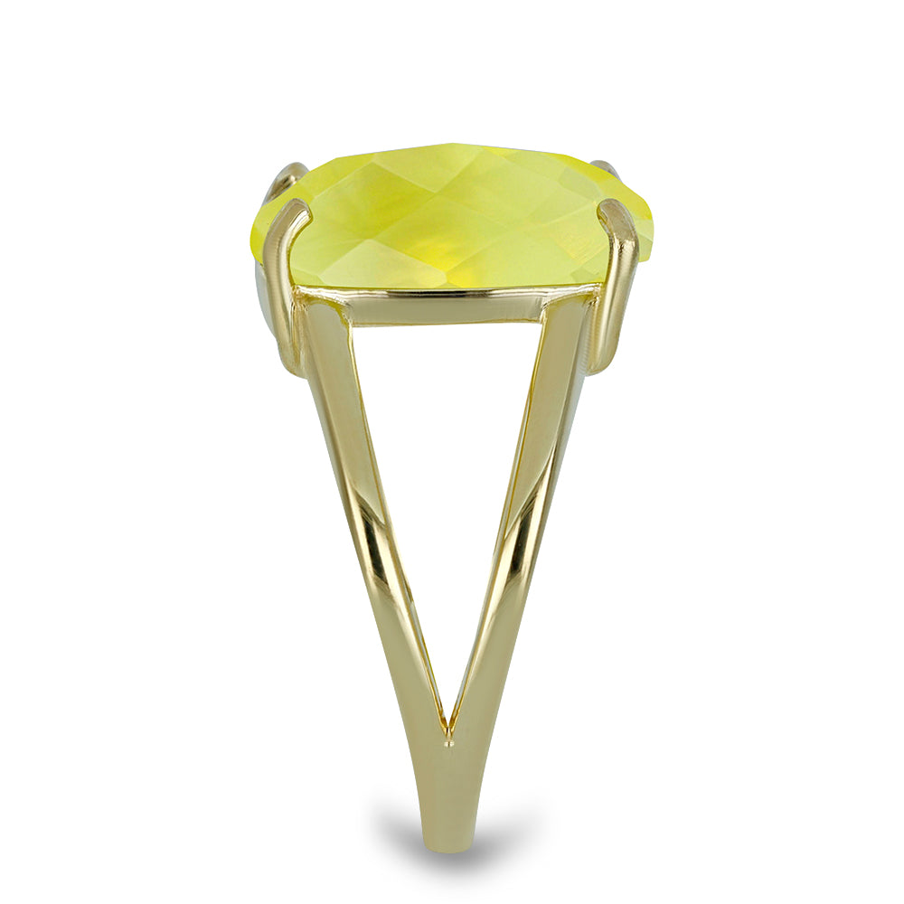 Arannyal Bevont Ezüst Gyűrű Citrom Kalcedonnal