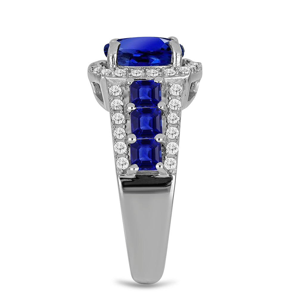 Ezüst Gyűrű Ausztrál Kék Zafírral és Fehér Topázzal