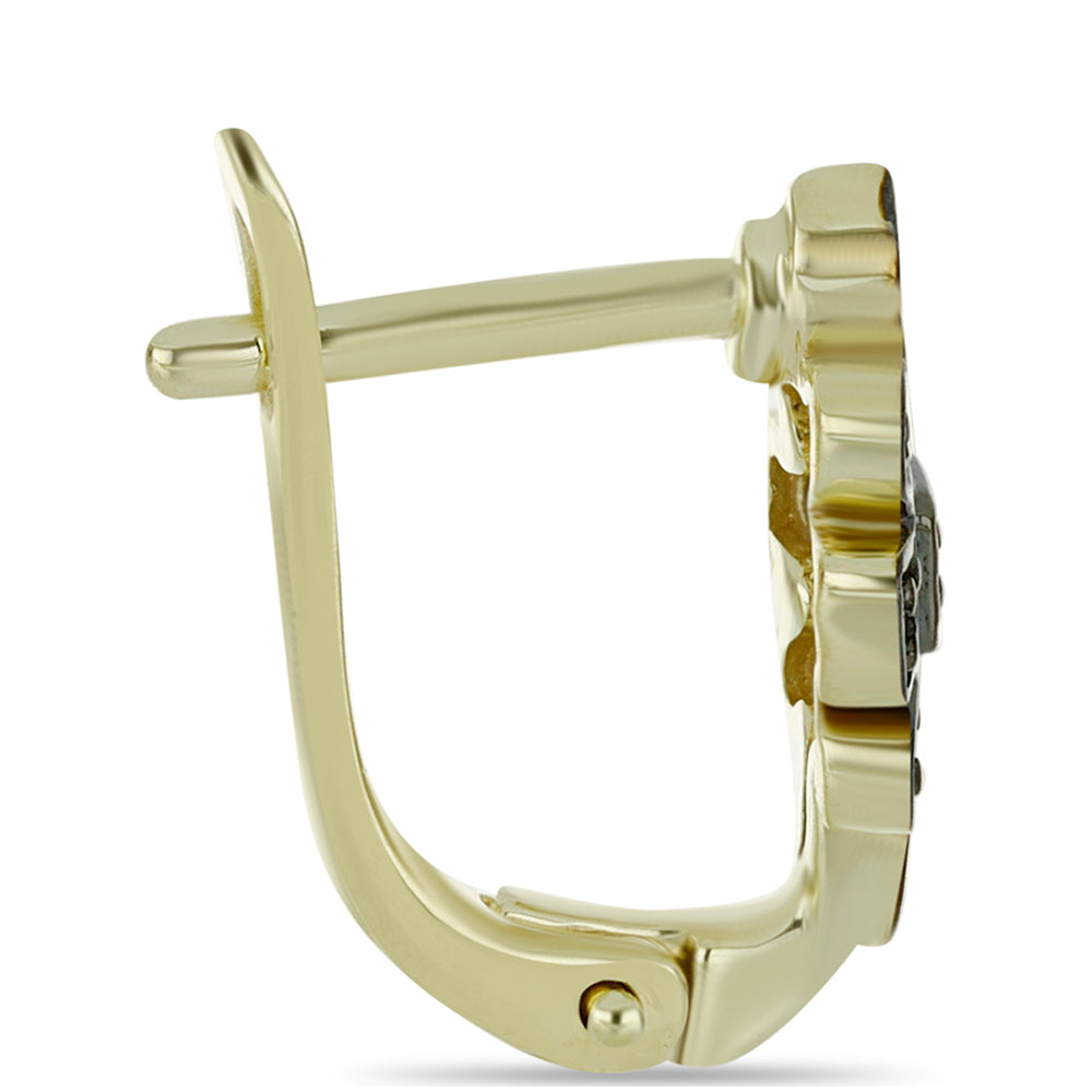 9 Karátos Arany Fülbevaló Fekete Gyémánttal