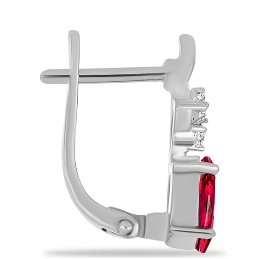 Ezüst Fülbevaló Cruzeroi Rubellittel és Fehér Topázzal