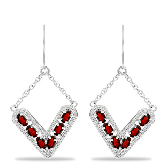 Ezüst Fülbevaló Barton Gránáttal és Fehér Topázzal