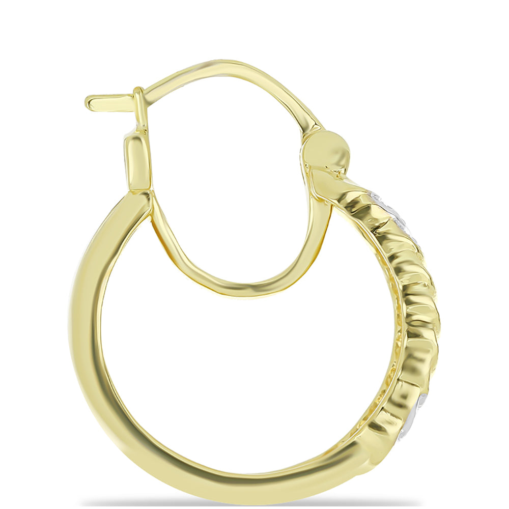 Arannyal Bevont Ezüst Fülbevaló Pezsgő Gyémánttal és Fehér Gyémánttal