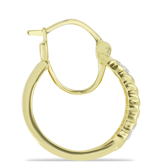 Arannyal Bevont Ezüst Fülbevaló Pezsgő Gyémánttal és Fehér Gyémánttal