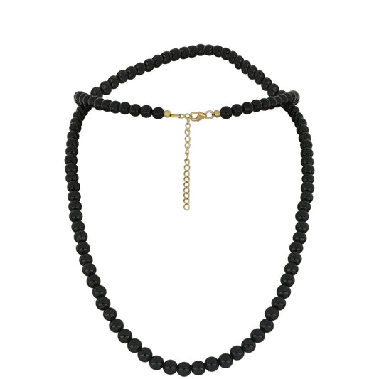 Arannyal Bevont Ezüst Nyaklánc Fekete Onixszal
