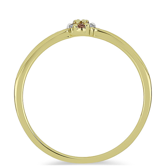 Arannyal Bevont Ezüst Gyűrű Pezsgő Gyémánttal és Fehér Gyémánttal