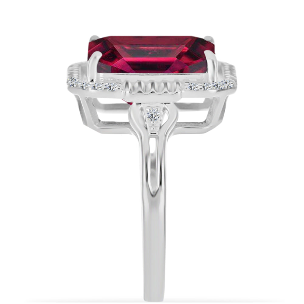 Ezüst Gyűrű Madagaszkári Rubinnal és Fehér Gyémánttal