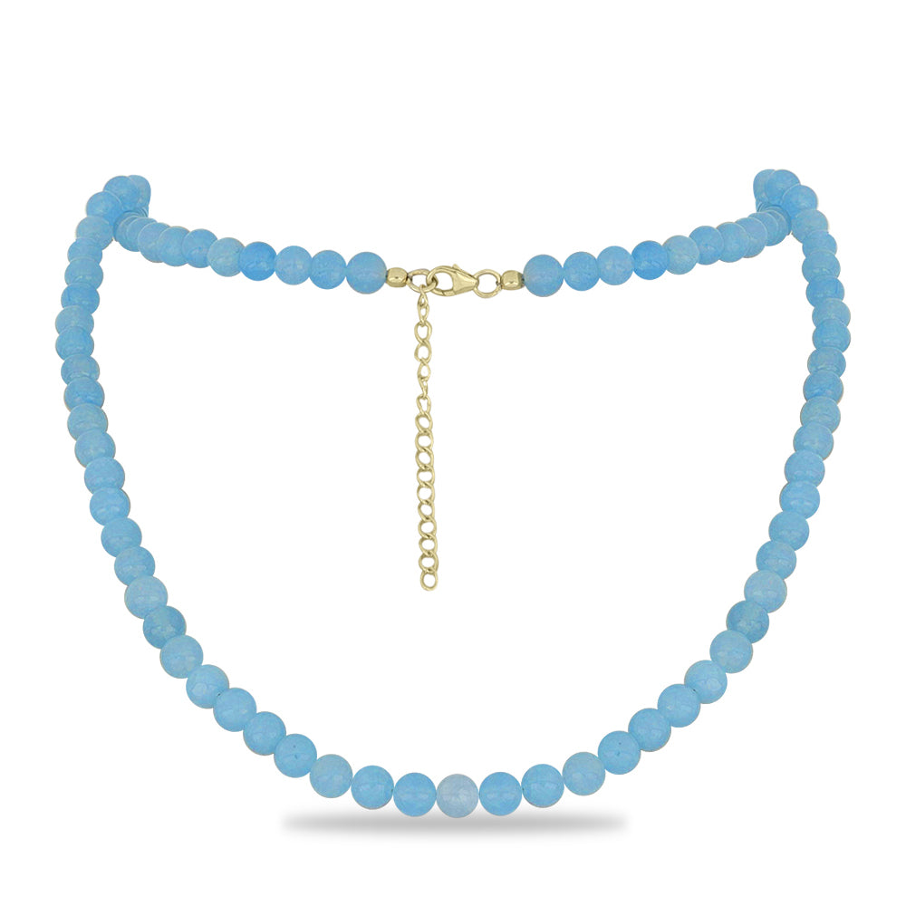 Arannyal Bevont Ezüst Nyaklánc Aqua Kalcedonnal