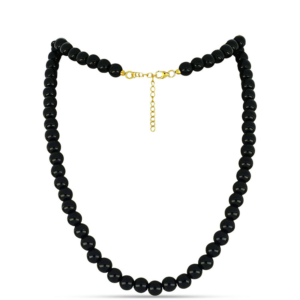 Arannyal Bevont Ezüst Nyaklánc Suwari Fekete Onixszal