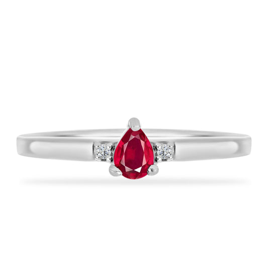 Ezüst Gyűrű Madagaszkári Rubinnal és Fehér Gyémánttal