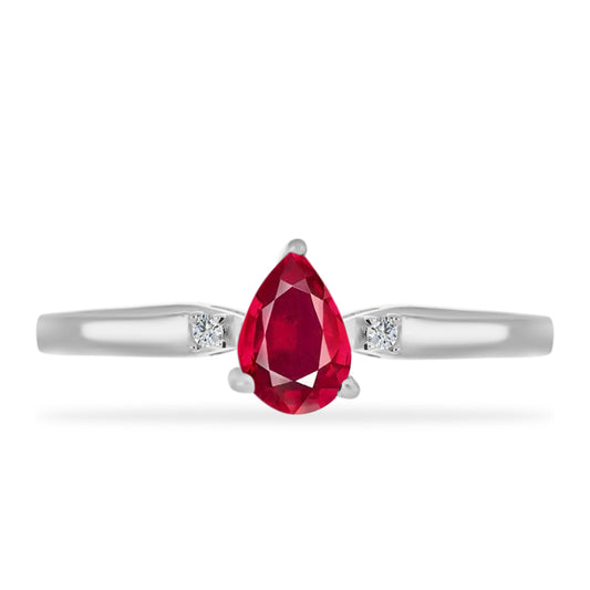 Ezüst Gyűrű Madagaszkári Rubinnal és Fehér Gyémánttal