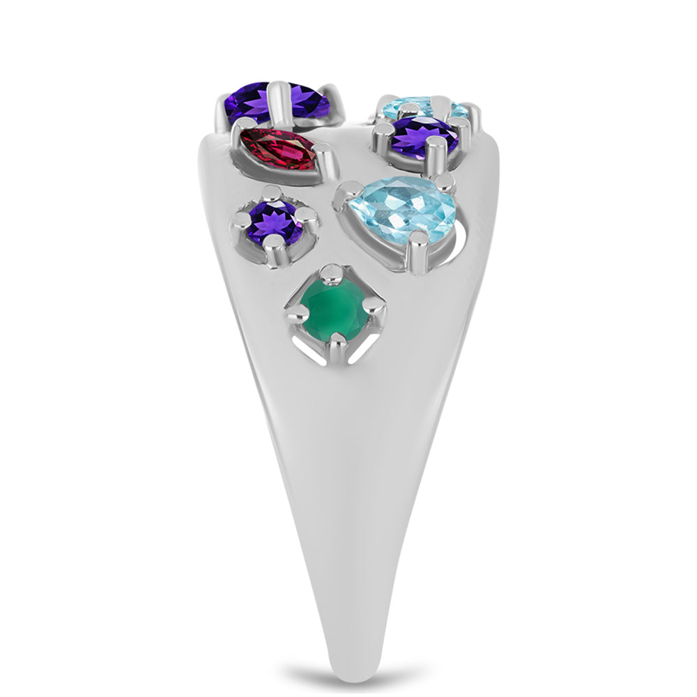 Ezüst Gyűrű Marokkói Ametiszttel és Zöld Acháttal