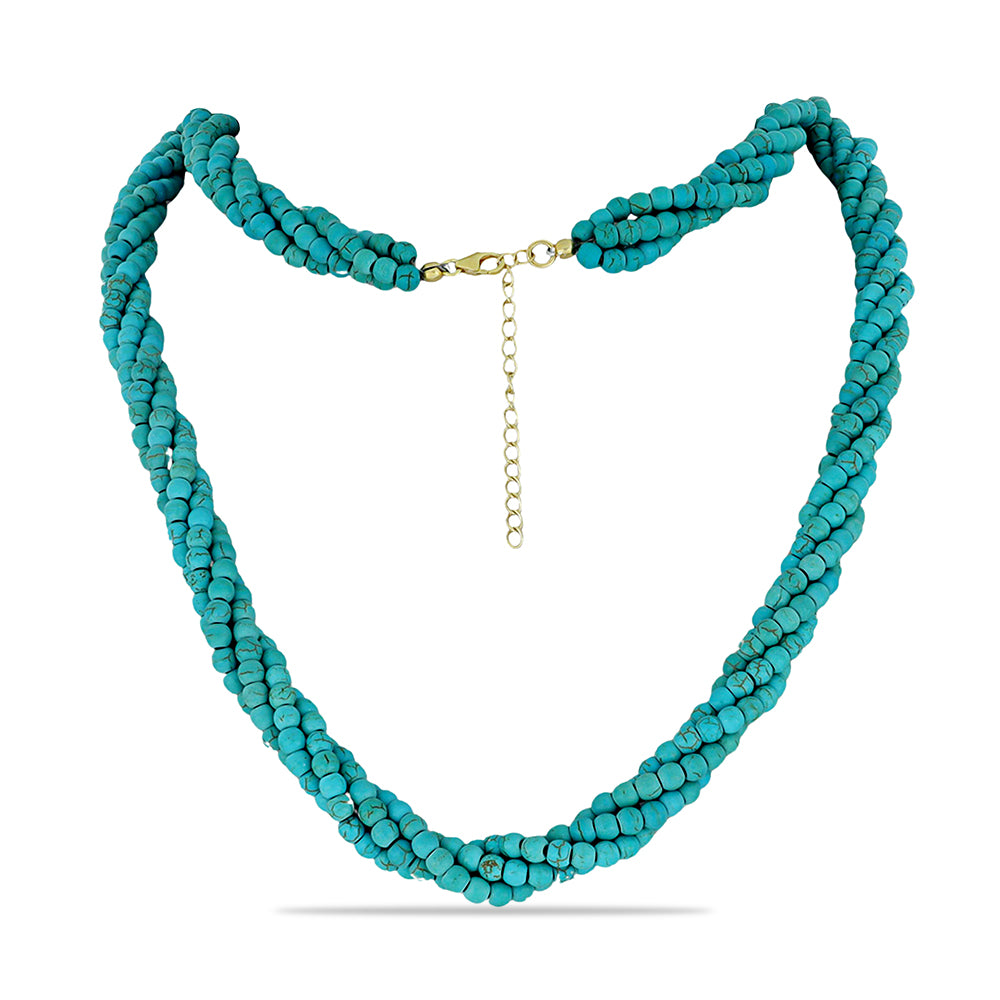 Arannyal Bevont Ezüst Nyaklánc Csipkerózsika Türkizzel