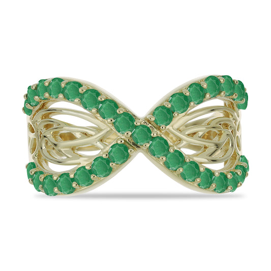 Arannyal Bevont Ezüst Gyűrű Brazil Smaragddal