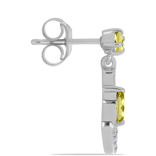 Ezüst Fülbevaló Citrom Topázzal és Fehér Topázzal