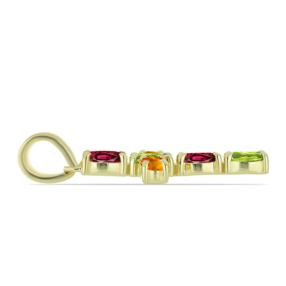 Kereszt Arannyal Bevont Ezüst Medál Csakra Tourmalinnal