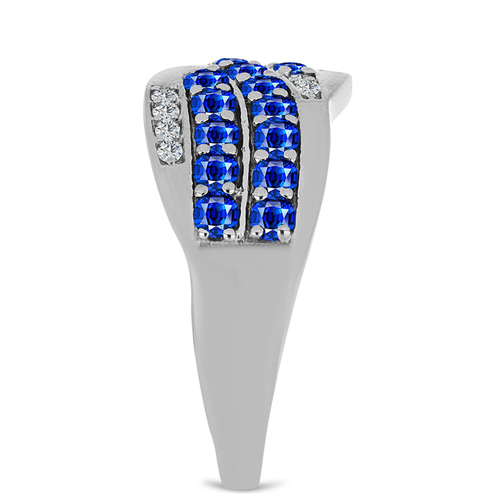 Ezüst Gyűrű Ausztrál Kék Zafírral és Fehér Topázzal