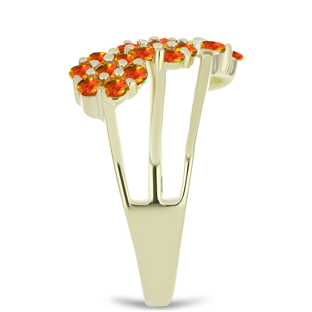 Arannyal Bevont Ezüst Gyűrű Amerikai Tűzopállal