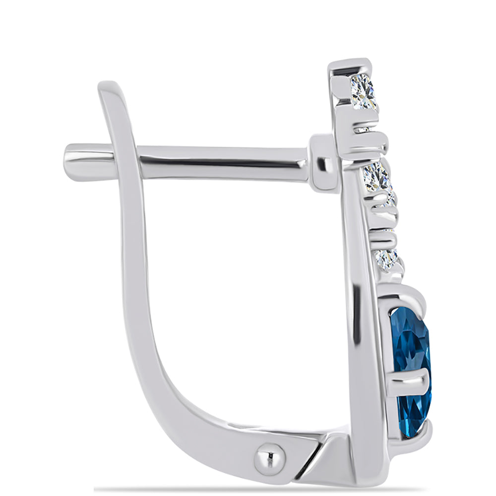 Ezüst Fülbevaló London Kék Topázzal és Fehér Topázzal