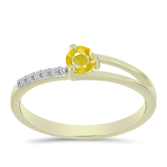 Arannyal Bevont Ezüst Gyűrű Sárga Zafírral és Fehér Topázzal