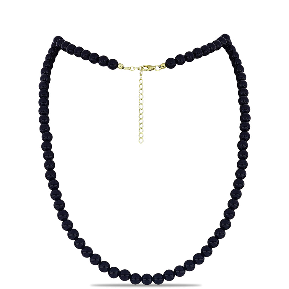 Arannyal Bevont Ezüst Nyaklánc Suwari Fekete Onixszal