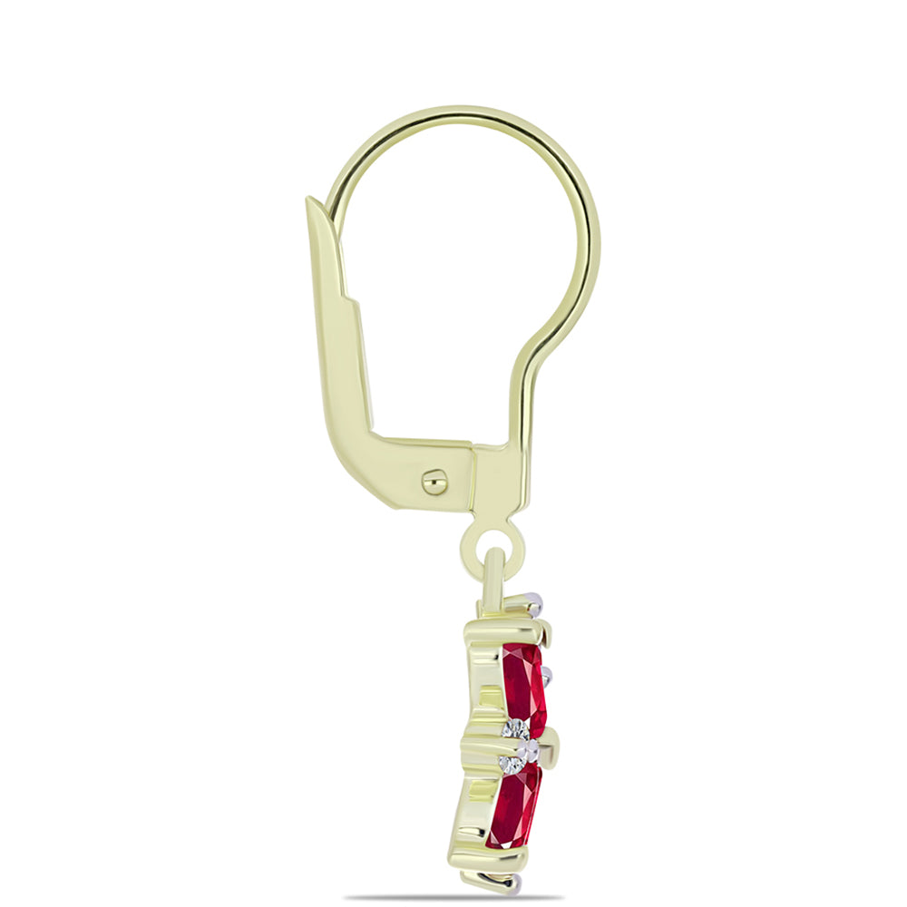 Arannyal Bevont Ezüst Fülbevaló Madagaszkári Rubinnal és Fehér Topázzal