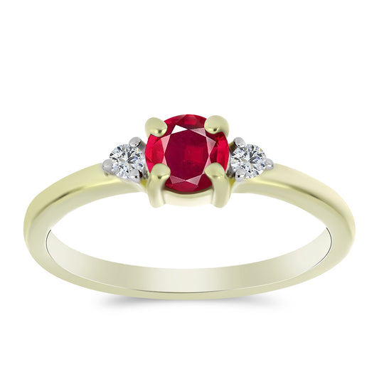 Arannyal Bevont Ezüst Gyűrű Madagaszkári Rubinnal és Fehér Topázzal