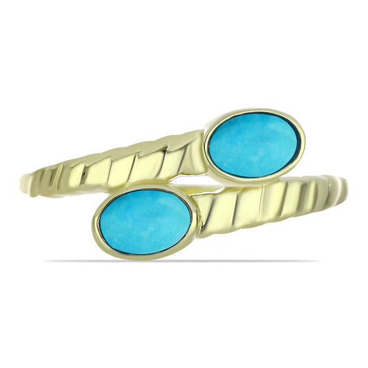 Arannyal Bevont Ezüst Gyűrű Csipkerózsika Türkizzel