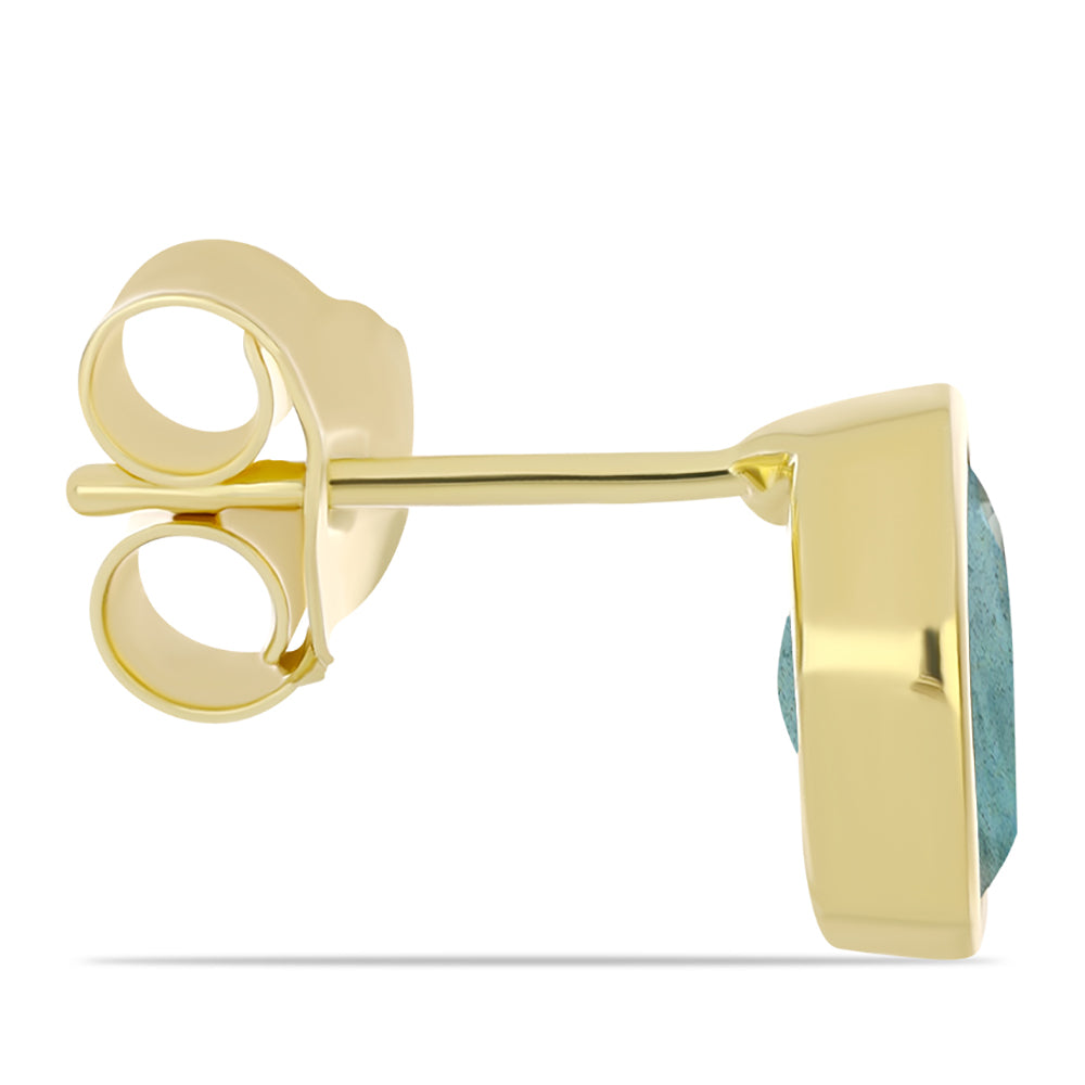 Arannyal Bevont Ezüst Fülbevaló Labradorittal