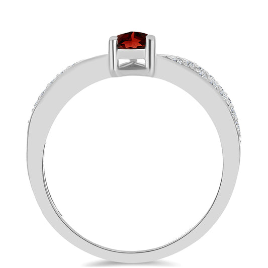 Ezüst Gyűrű Barton Gránáttal és Fehér Topázzal