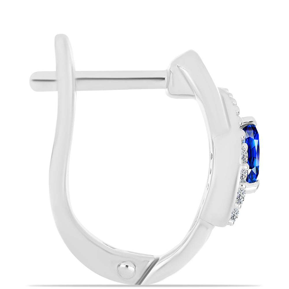 Ezüst Fülbevaló Ausztrál Kék Zafírral és Fehér Topázzal