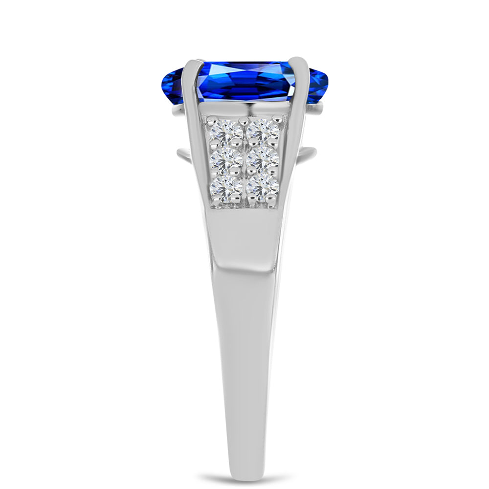 Ezüst Gyűrű Ausztrál Kék Zafírral és Fehér Topázzal