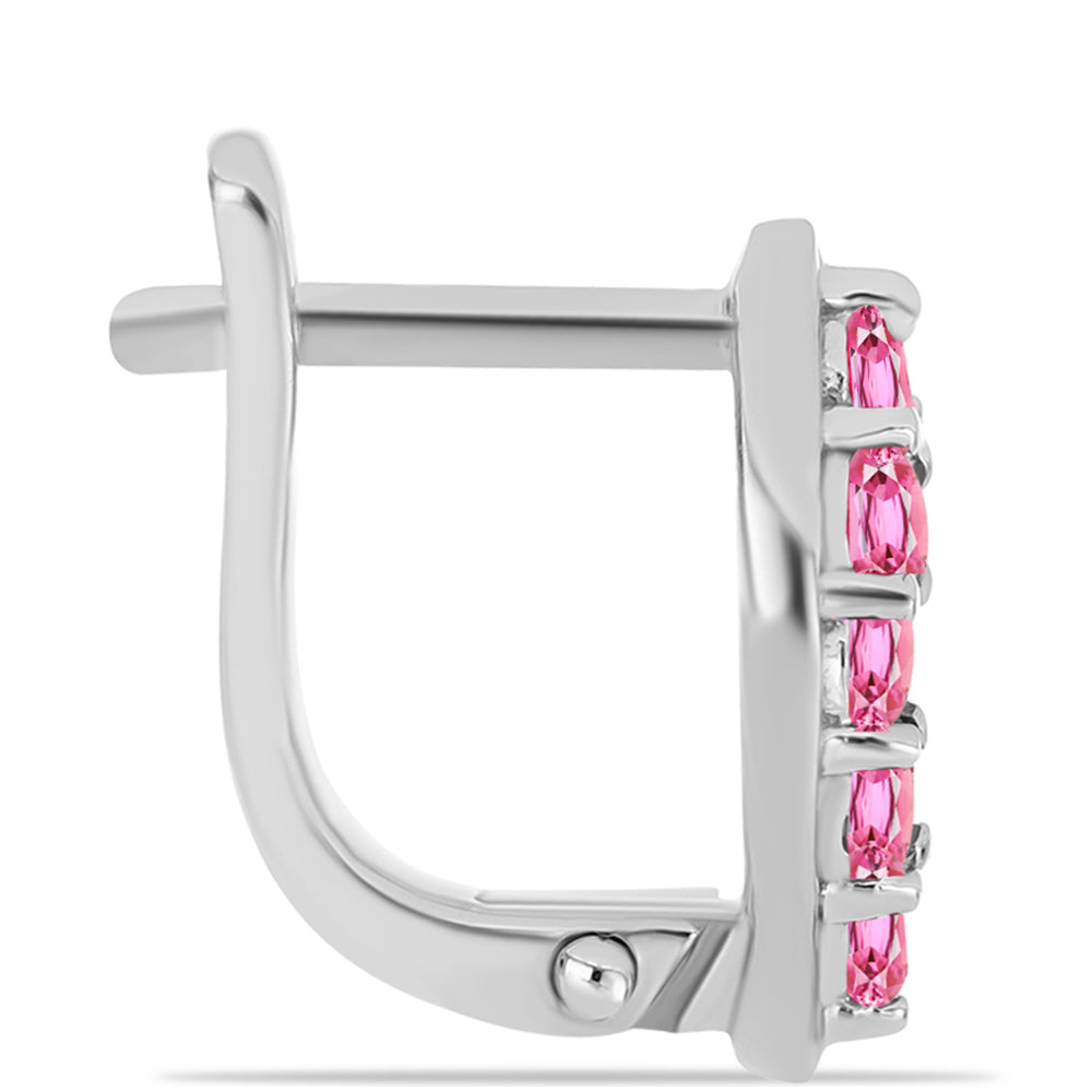 Ezüst Fülbevaló Pelmadullai Rózsaszínű Turmalinnal