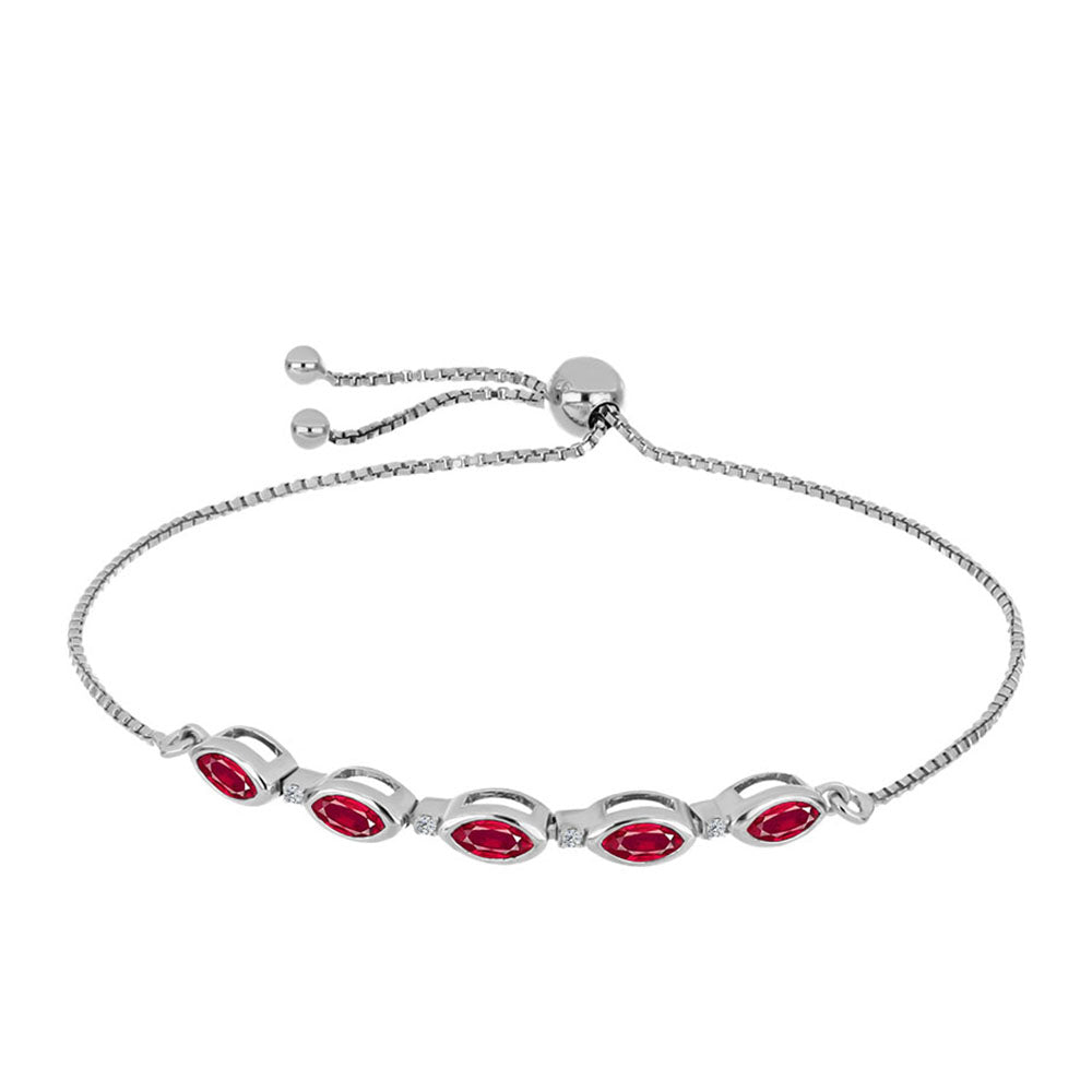 Ezüst Karkötő Madagaszkári Rubinnal és Fehér Topázzal