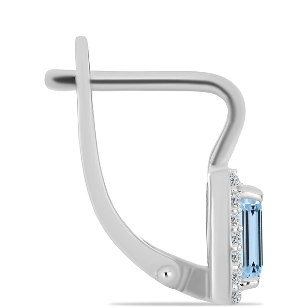 Ezüst Fülbevaló Embu Megyei Aquamarinnal és Fehér Topázzal