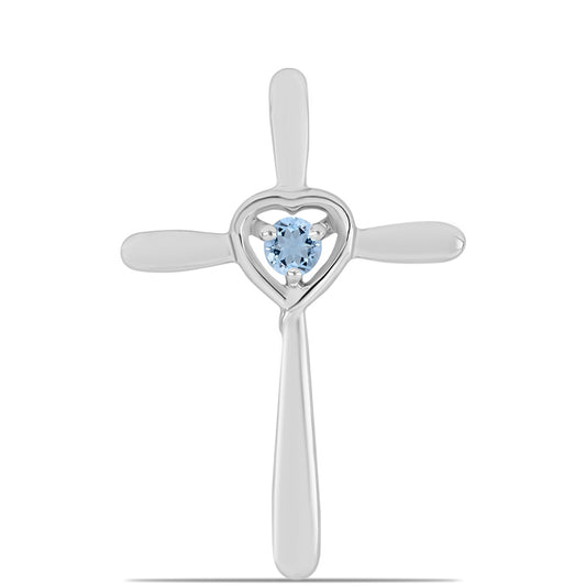 Kereszt Ezüst Medál Embu Megyei Aquamarinnal