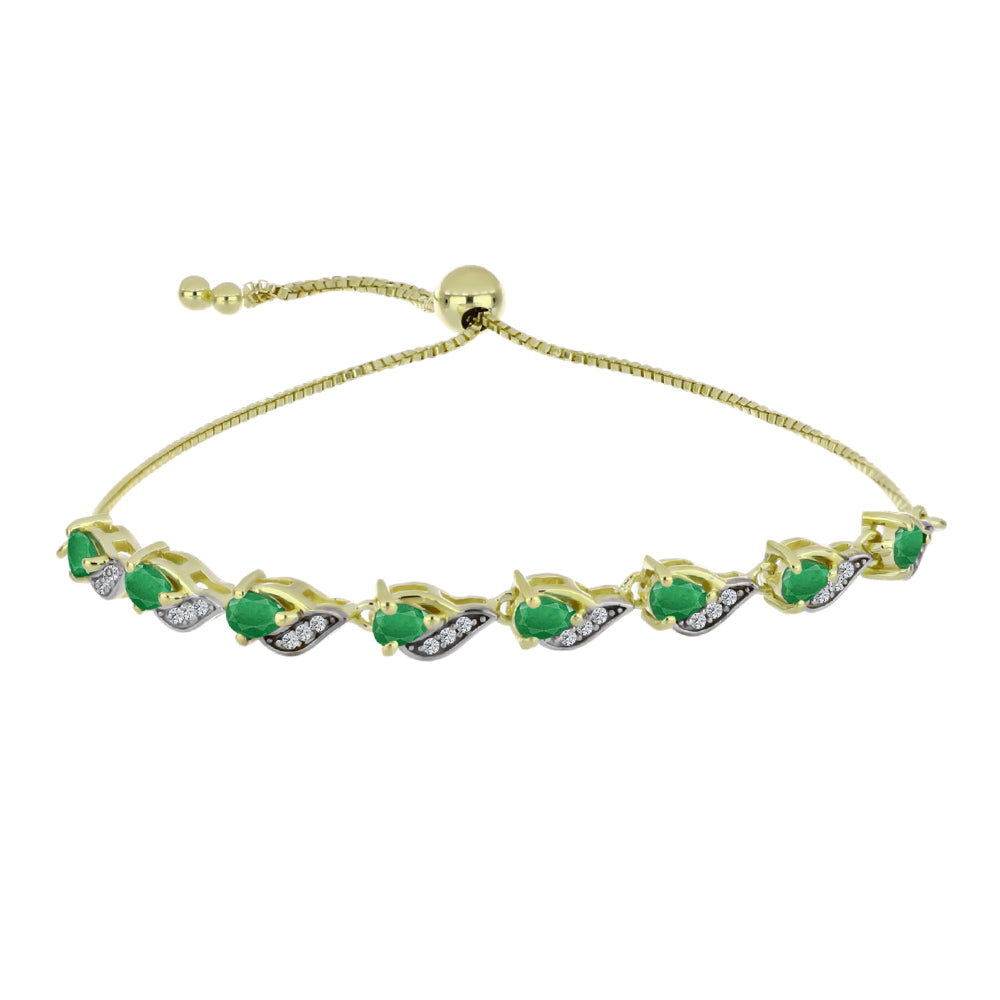 Arannyal Bevont Ezüst Karkötő Zambiai Smaragddal és Fehér Topázzal