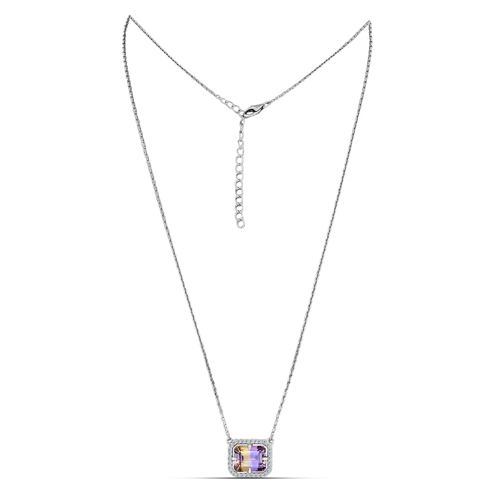 Ezüst Nyaklánc Anahi Ametrinnel és Fehér Topázzal
