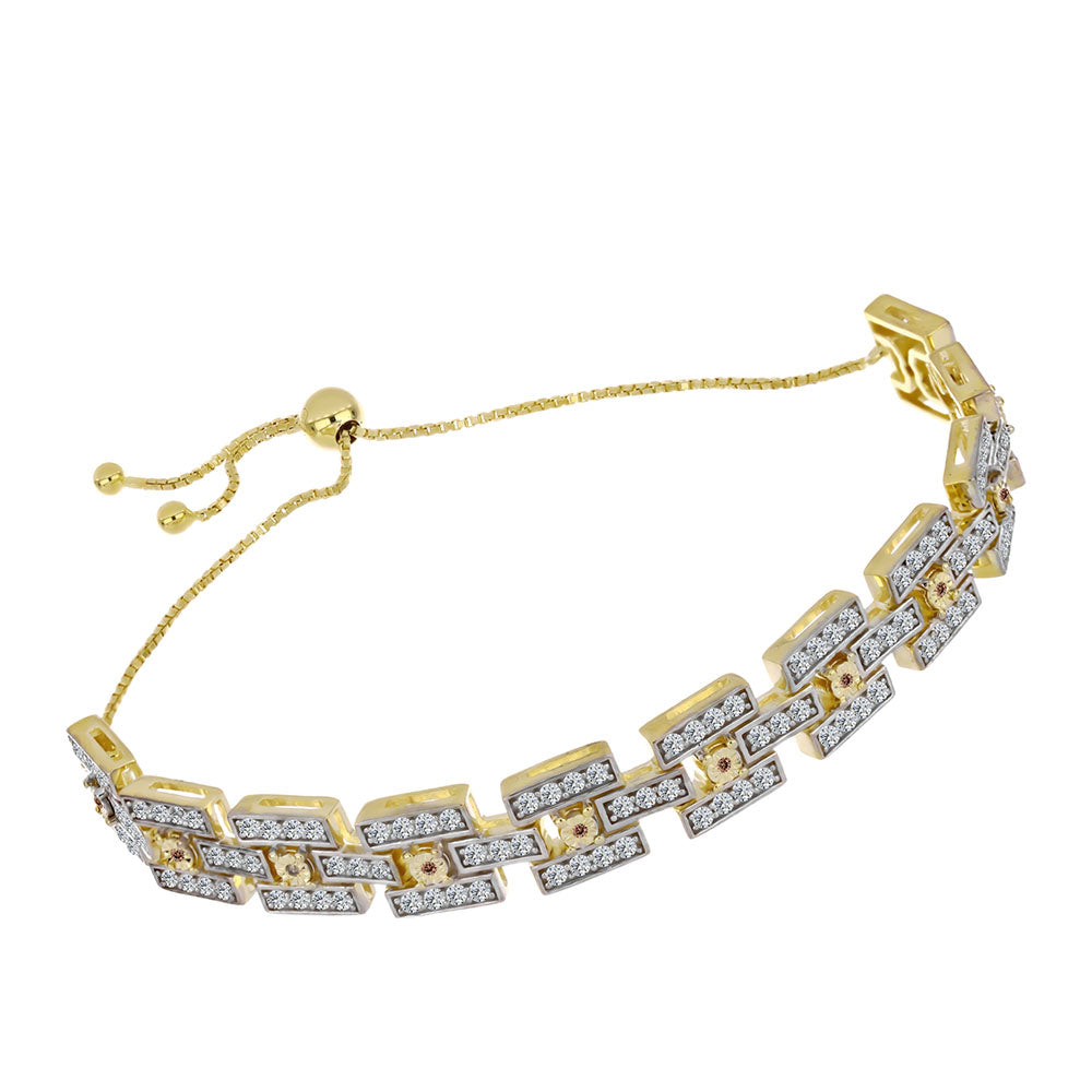 Arannyal Bevont Ezüst Karkötő Kognak Gyémánttal és Fehér Topázzal