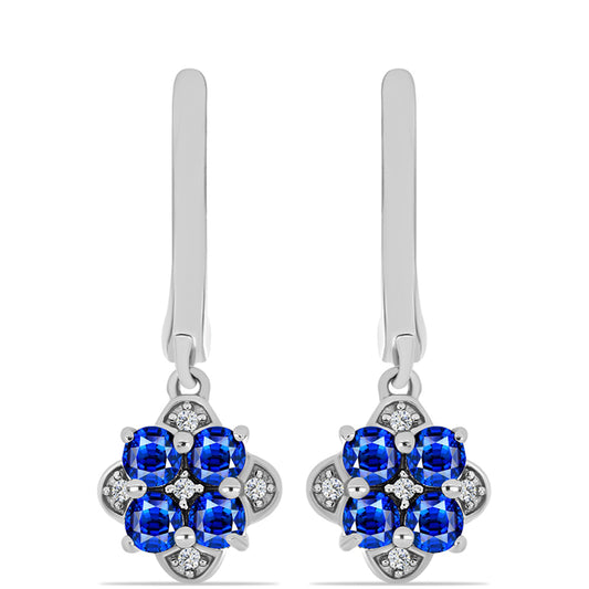 Ezüst Fülbevaló Ausztrál Kék Zafírral és Fehér Topázzal