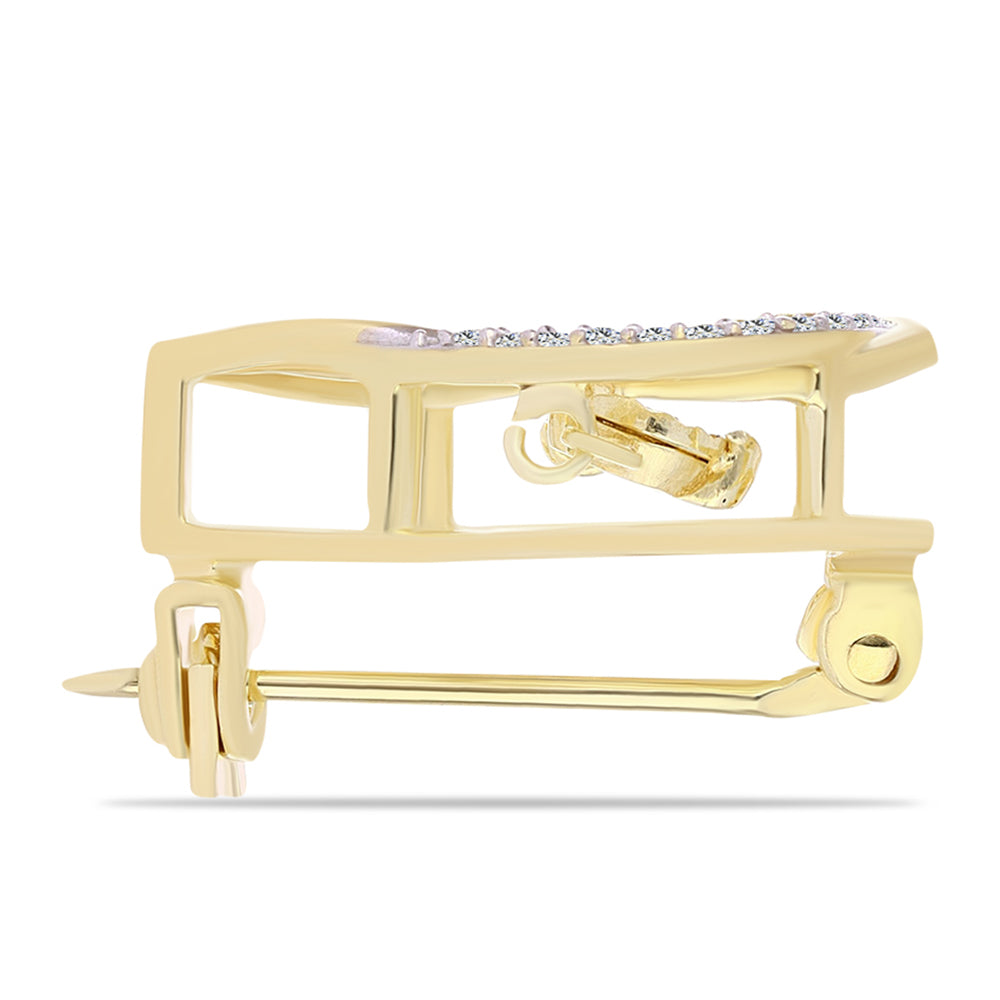 Arannyal Bevont Ezüst Bross Kognak Gyémánttal és Fehér Topázzal