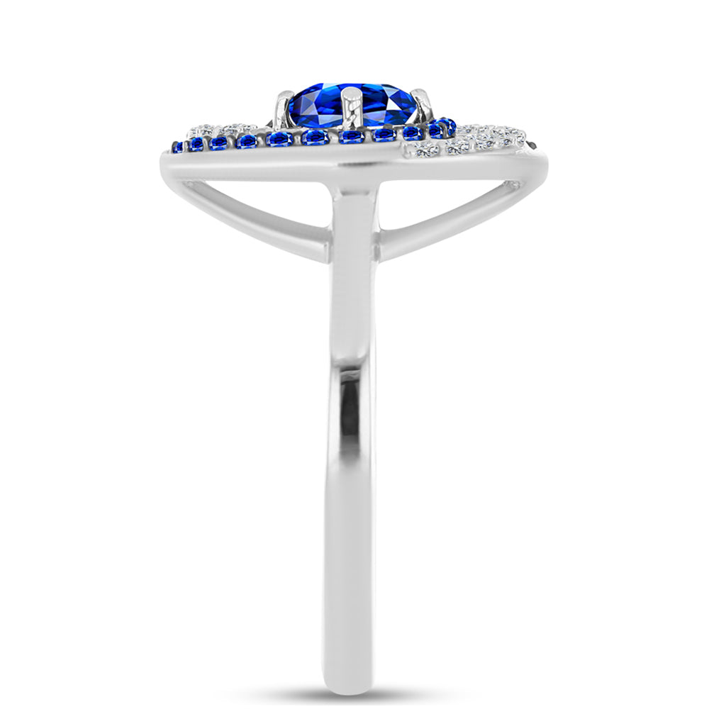 Ezüst Gyűrű Ausztrál Kék Zafírral és Fehér Topázzal