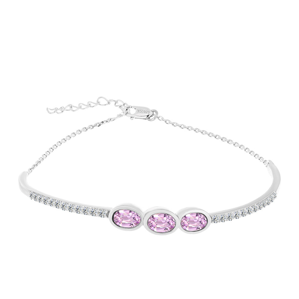 Ezüst Karkötő Palai Kunzittal és Fehér Topázzal