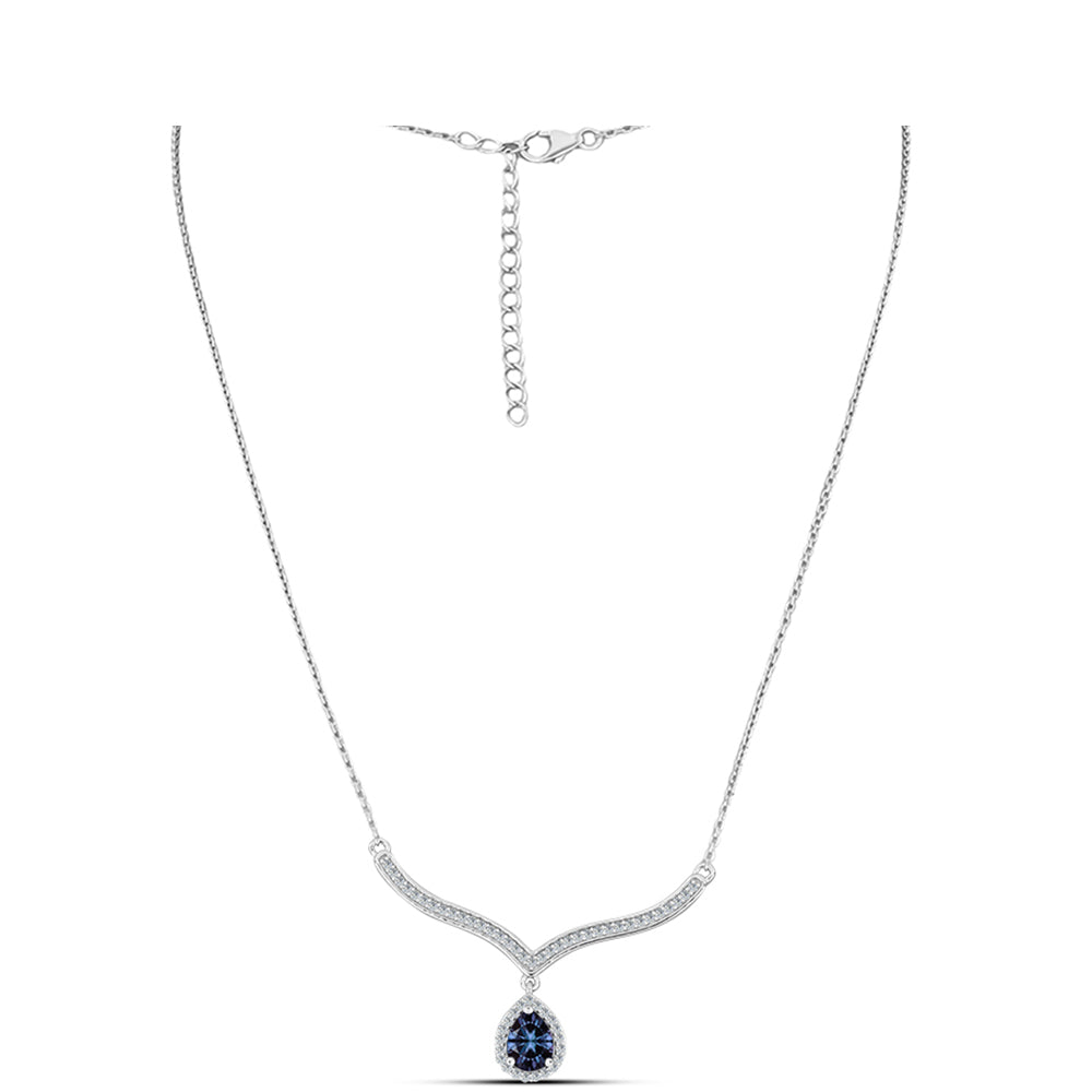 Ezüst Nyaklánc "Császár Lila" Moissanite-tel és Fehér Topázzal