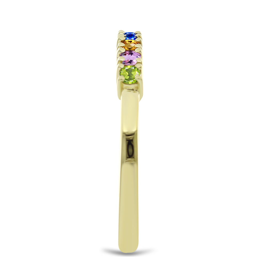 Arannyal Bevont Ezüst Gyűrű Szivárvány Zafírral