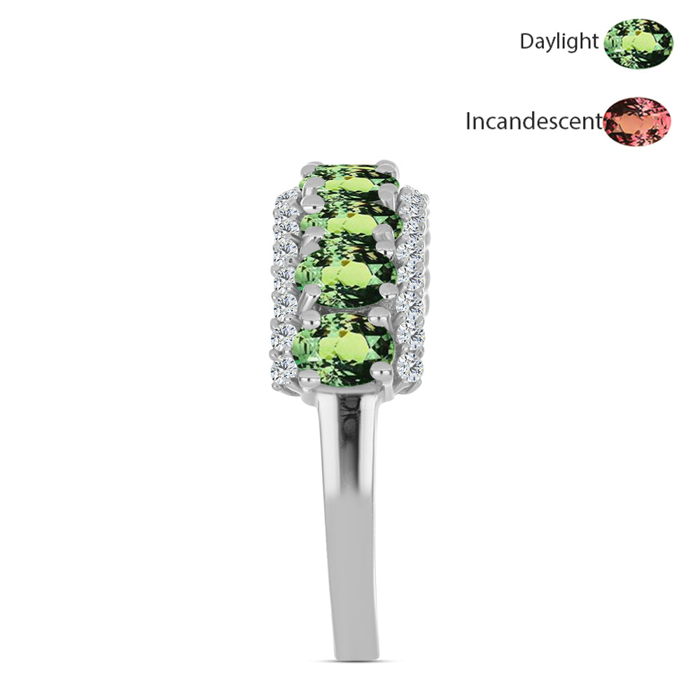 Ezüst Gyűrű Természetes Alexandrittal és Fehér Topázzal