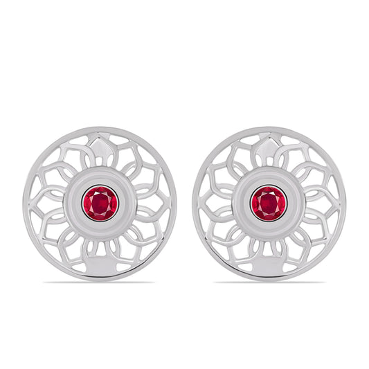 Ezüst Fülbevaló Madagaszkári Rubinnal