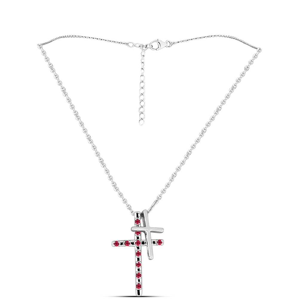 Kereszt Ezüst Szett Madagaszkári Rubinnal ( Medál )