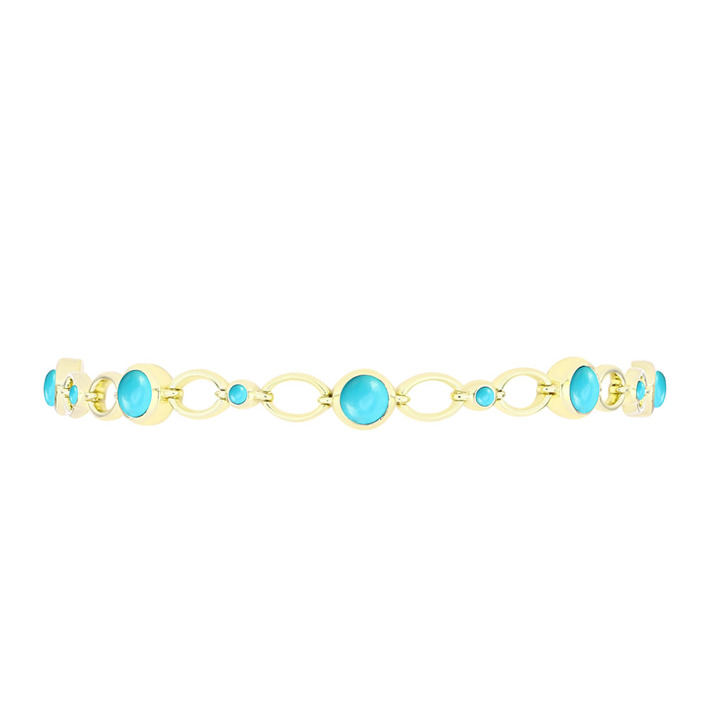 Arannyal Bevont Ezüst Karkötő Csipkerózsika Türkizzel