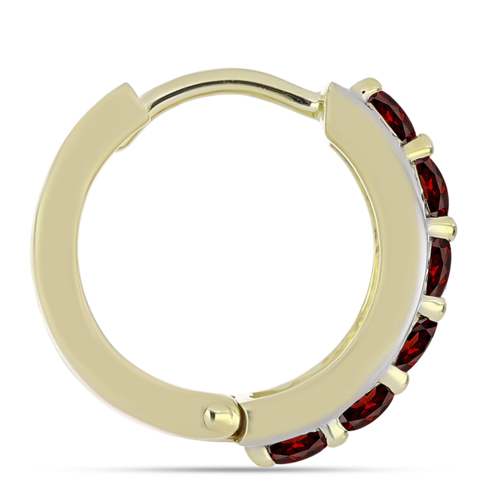 Arannyal Bevont Ezüst Fülbevaló Barton Gránáttal és Fehér Topázzal